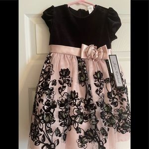 Brand new JC dress. Black velvet top/blush skirt